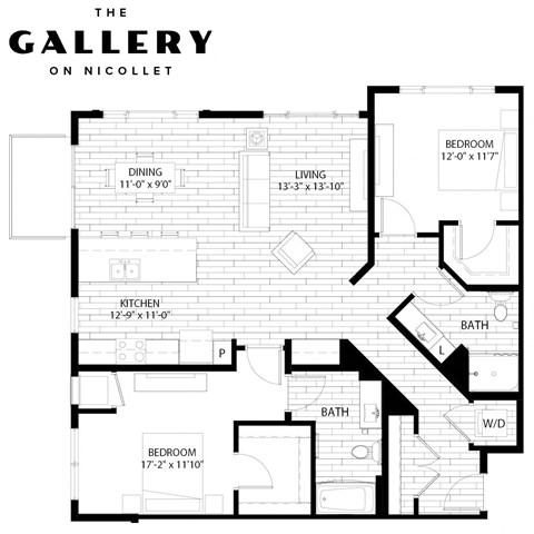 The Chateau Floor Plan at The Gallery Apartments, Burnsville, Minnesota